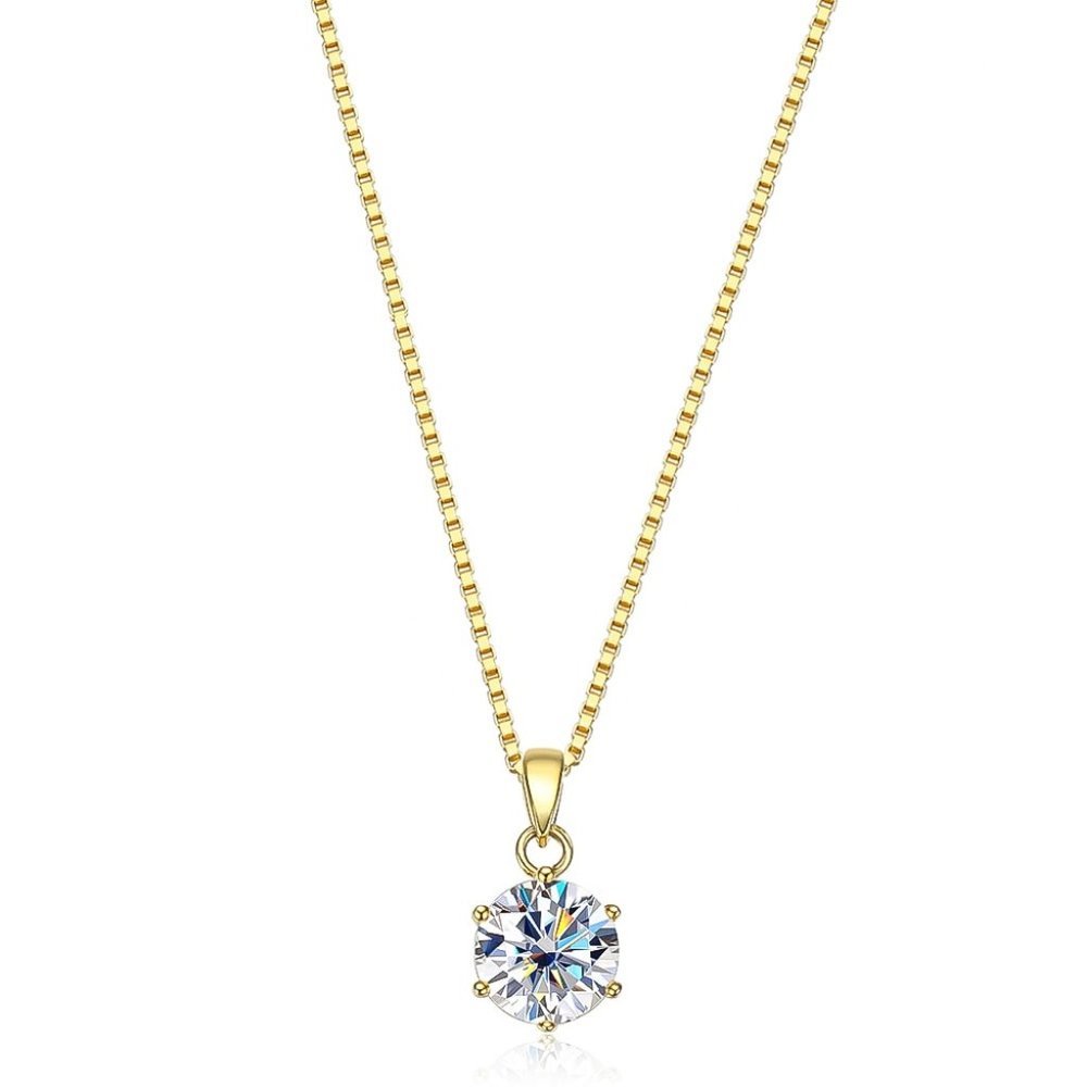 Certified 1ct. t.w. Moissanite Diamond Solitaire Gold Pendant Necklace N… - Picture 5 of 12